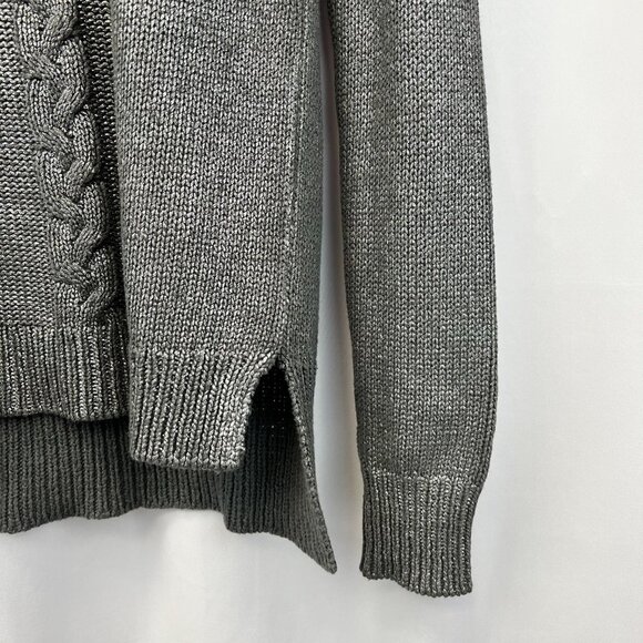 Ella Moss Womens Gray Glitter Cable Knitted Long Sleeve Pullover Sweater Size S - Picture 8 of 11